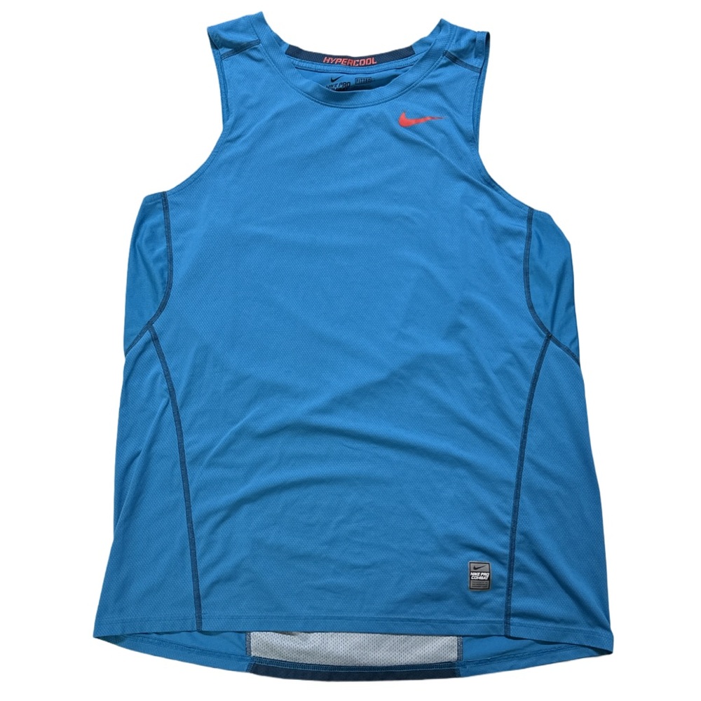 NIKE PRO COMBAT men's blue + red hypercool fitted active muscle tank, XXL.